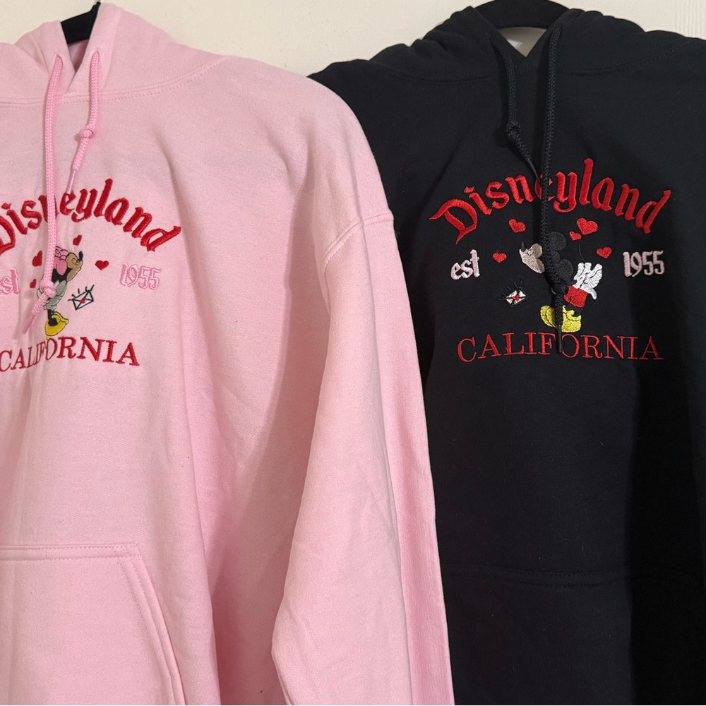Couple’s Disney Pink and Black Hoodie with Mickey Mouse Embroidery